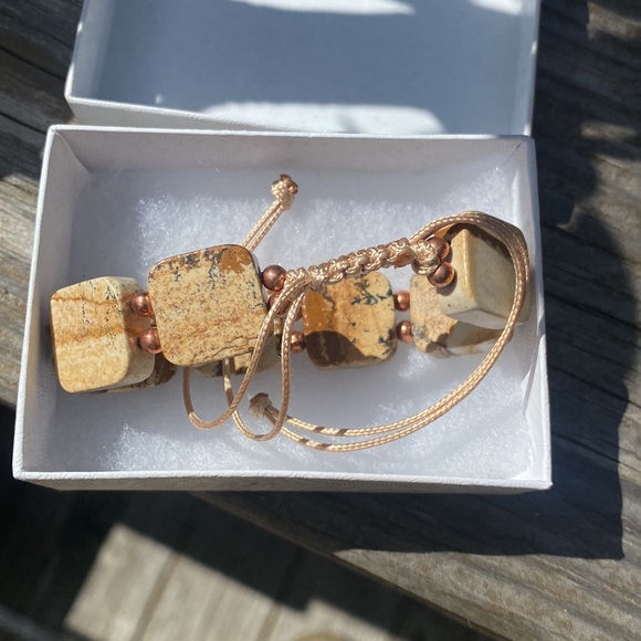 Petrified wood squares bracelet - Picture 4 of 4